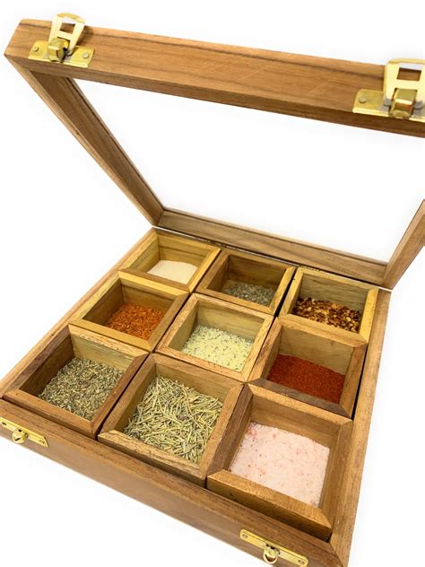 wooden spice storage boxes